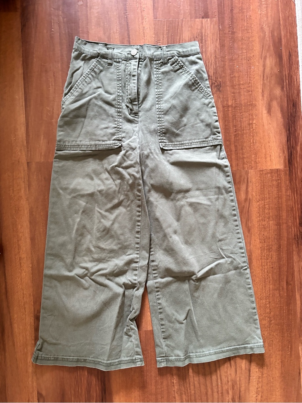 Source Unknown Olive Green Wide-Leg Women's Jeans